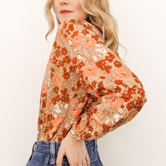 70s Floral Button Down Long Sleeve Blouse - Picture 17 of 17